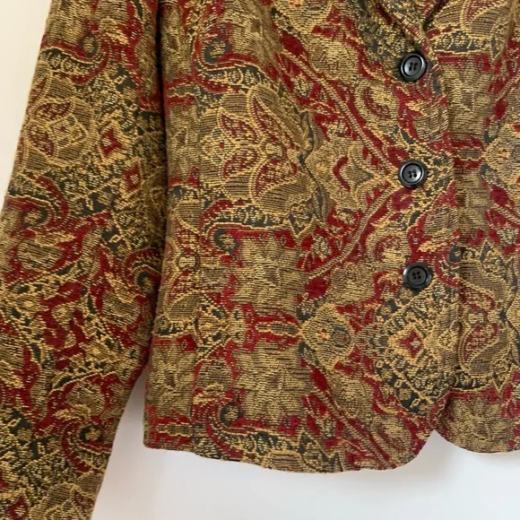 Vintage 90s Portrait Paisley Jaquard Tapestry Blazer - Picture 3 of 7